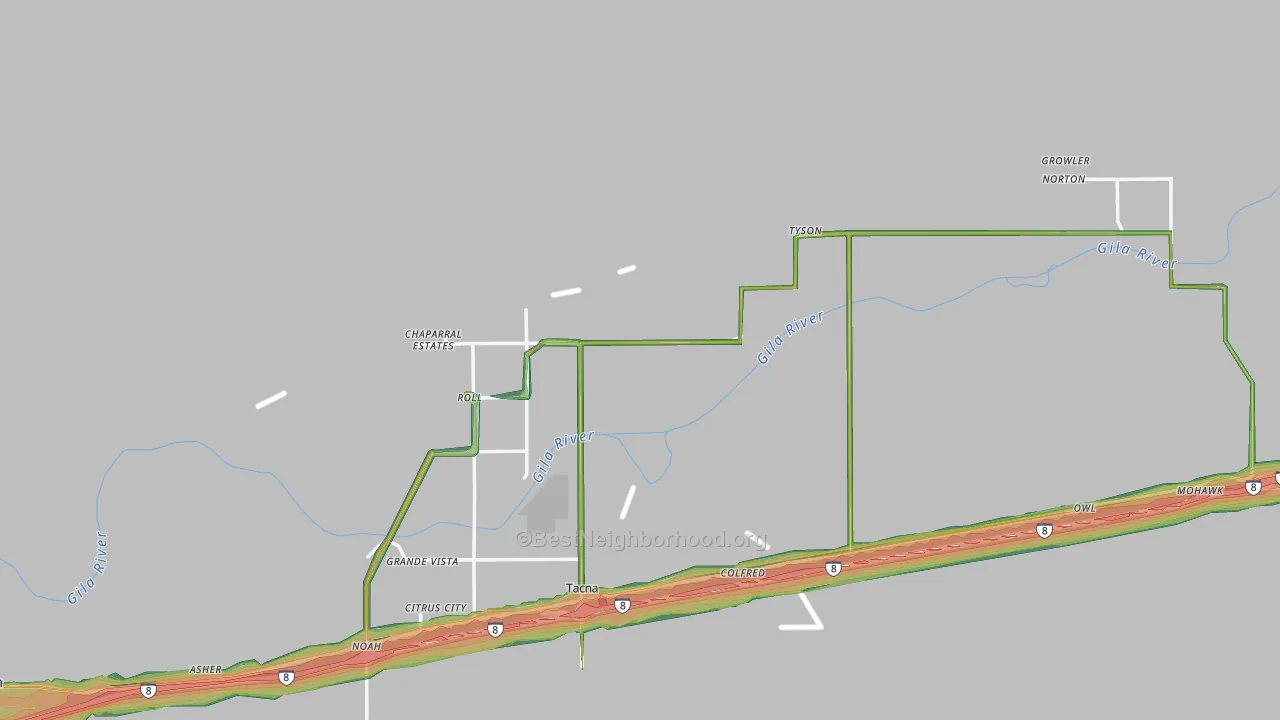 85347, AZ Map of Noise Levels in 85347