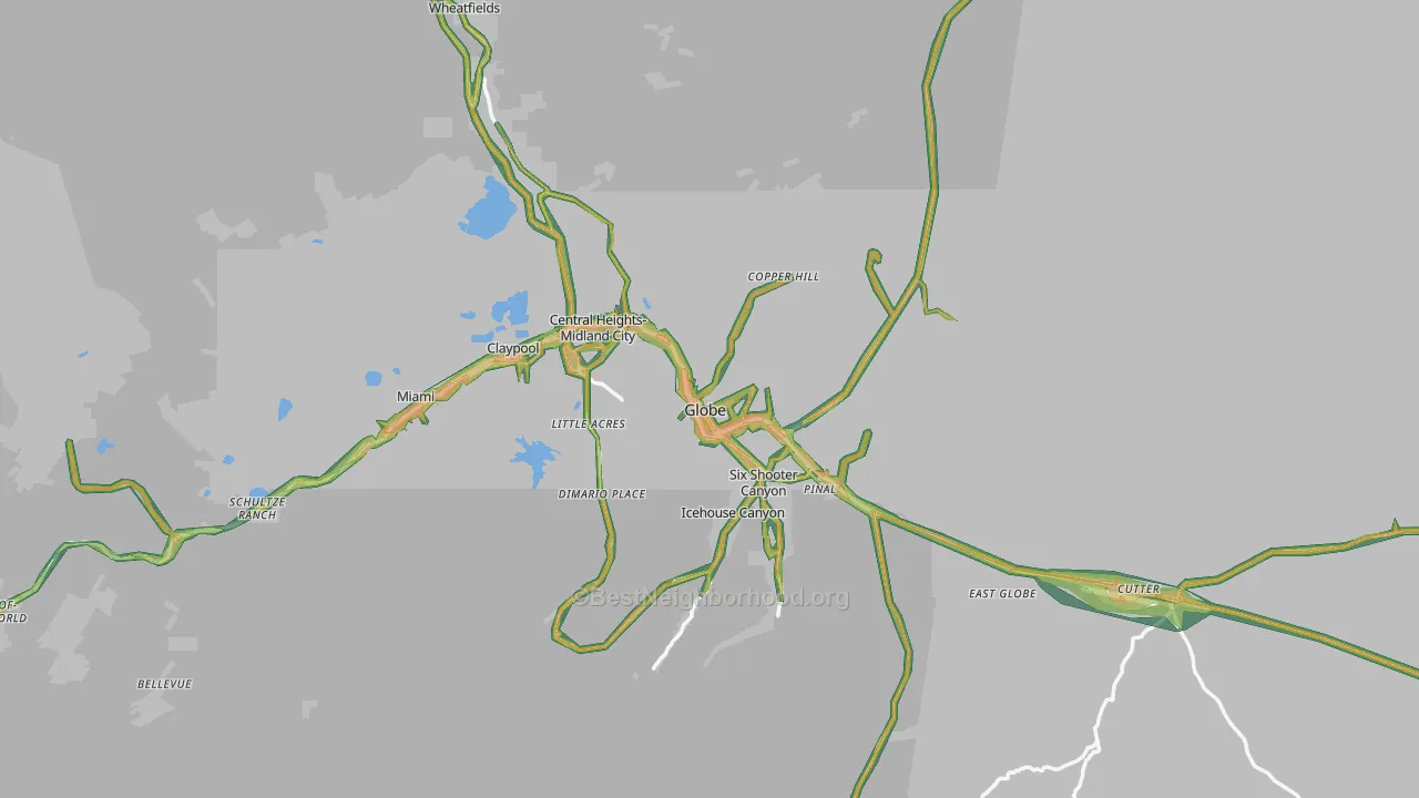 85501, AZ Map of Noise Levels in 85501