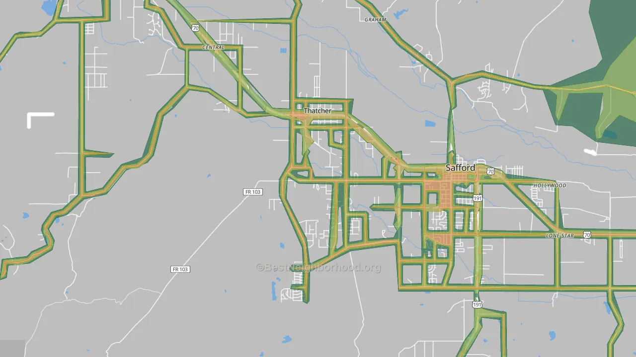 85552, AZ Map of Noise Levels in 85552