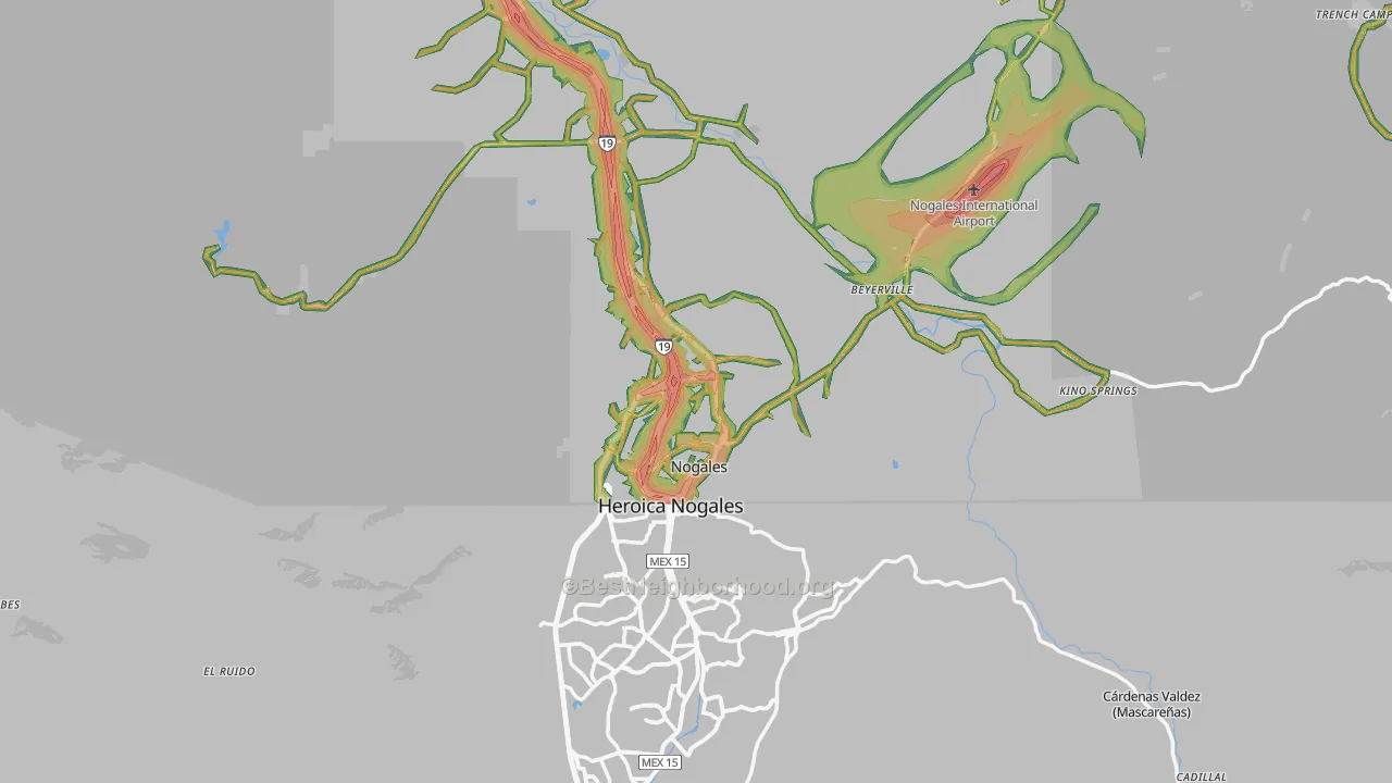 85621, AZ Map of Noise Levels in 85621