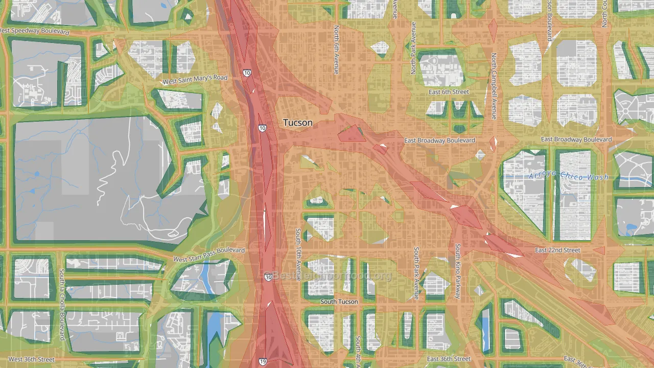 85701, AZ Map of Noise Levels in 85701