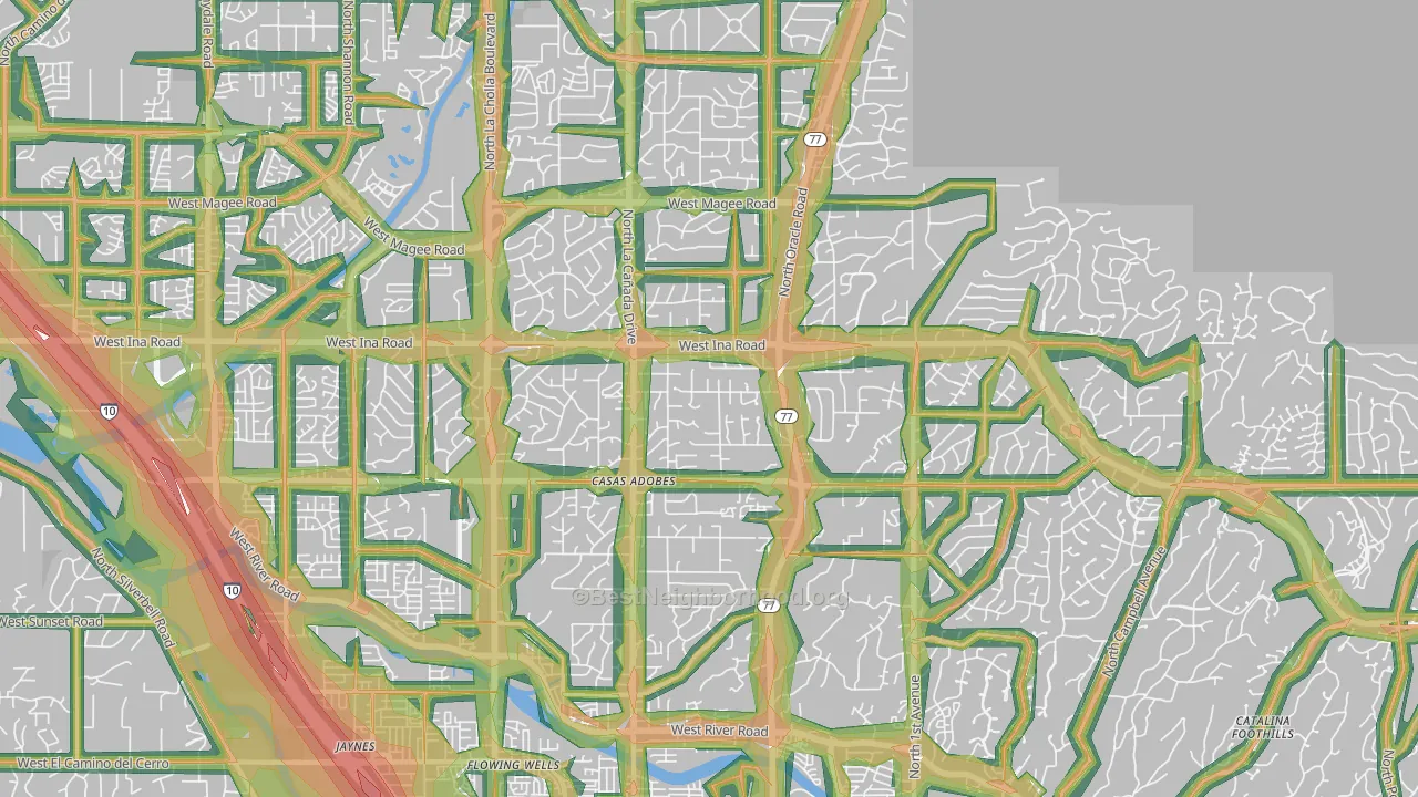 85704, AZ Map of Noise Levels in 85704