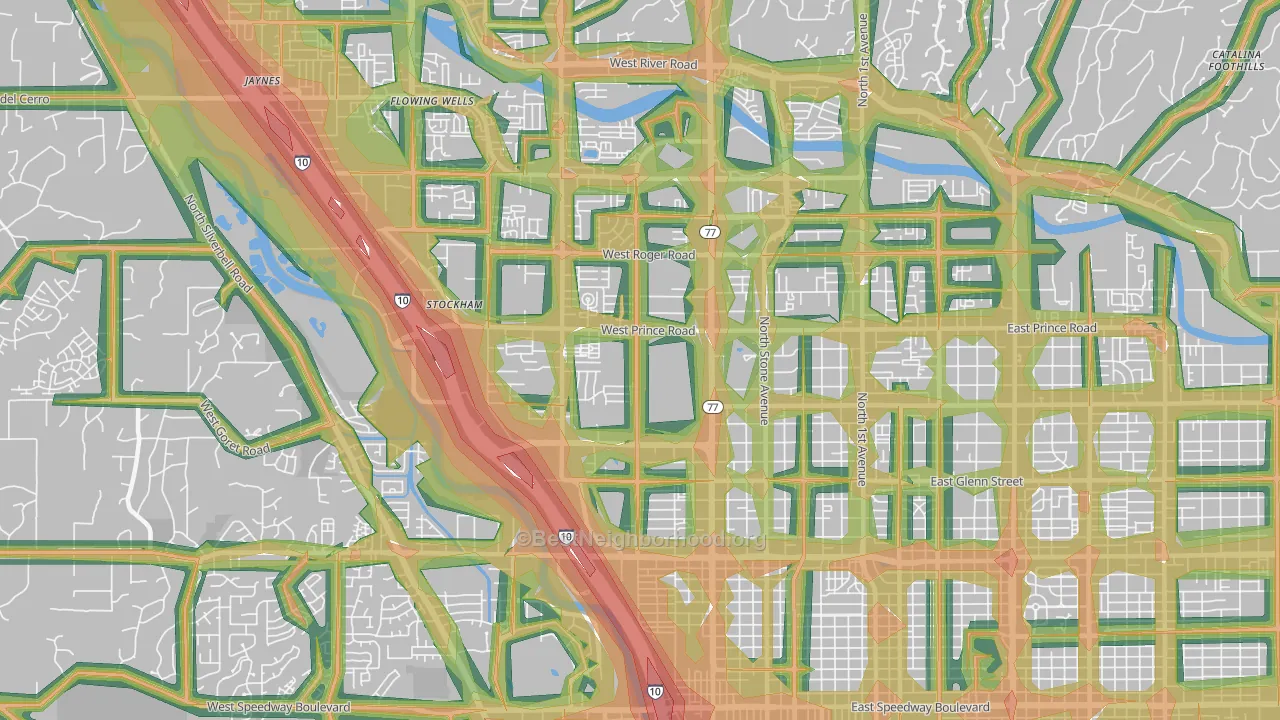 85705, AZ Map of Noise Levels in 85705