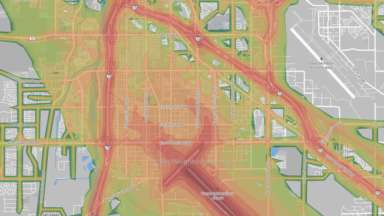 85706, AZ Map of Noise Levels in 85706