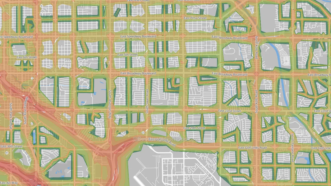 85711, AZ Map of Noise Levels in 85711