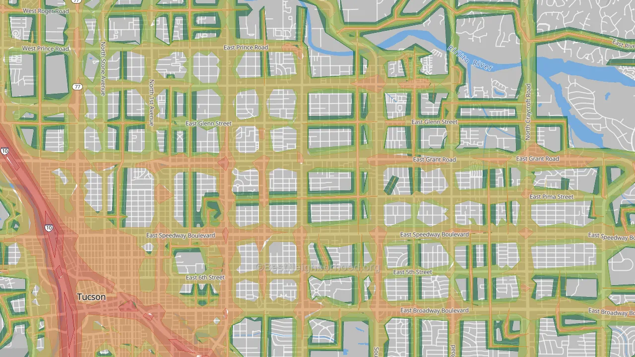 85716, AZ Map of Noise Levels in 85716