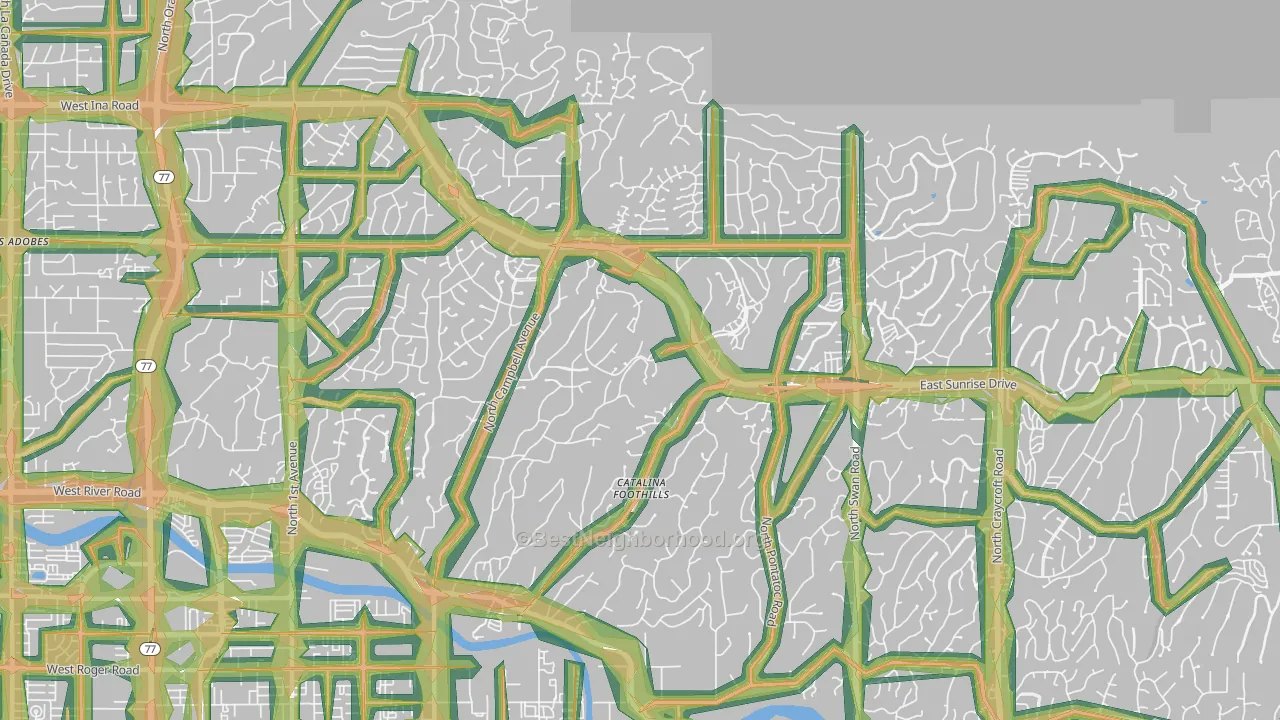 85718, AZ Map of Noise Levels in 85718