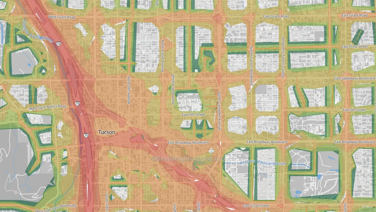 85721, AZ Map of Noise Levels in 85721