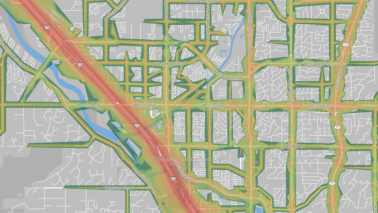 85741, AZ Map of Noise Levels in 85741