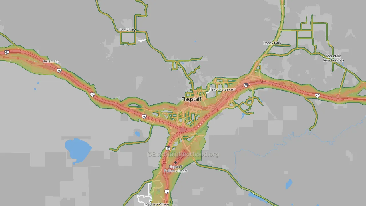 86001, AZ Map of Noise Levels in 86001