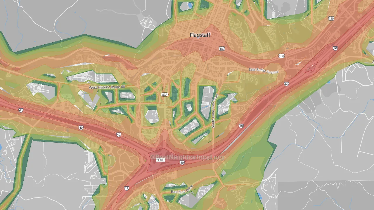 86011, AZ Map of Noise Levels in 86011