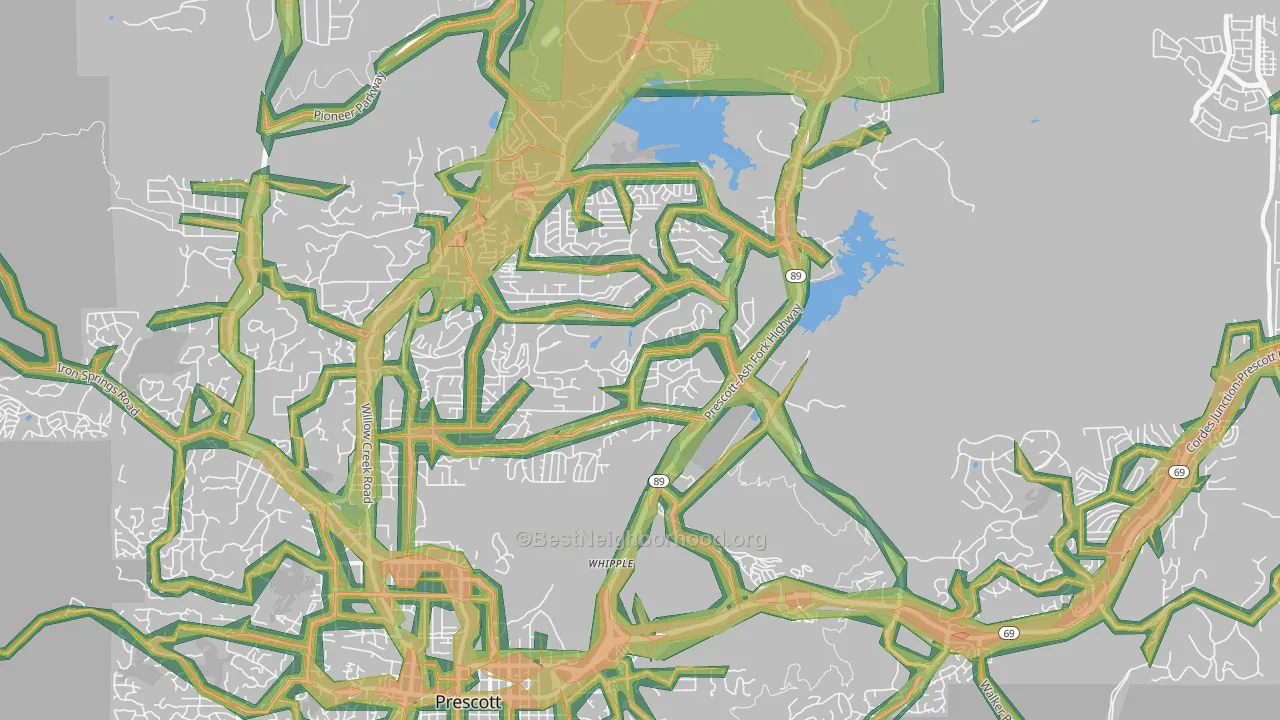 86301, AZ Map of Noise Levels in 86301