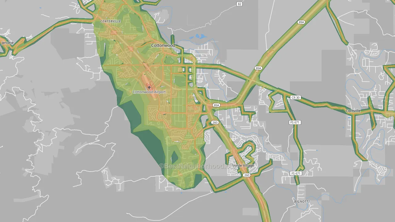 86326, AZ Map of Noise Levels in 86326