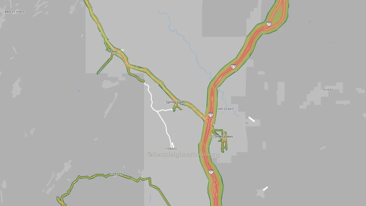 86333, AZ Map of Noise Levels in 86333