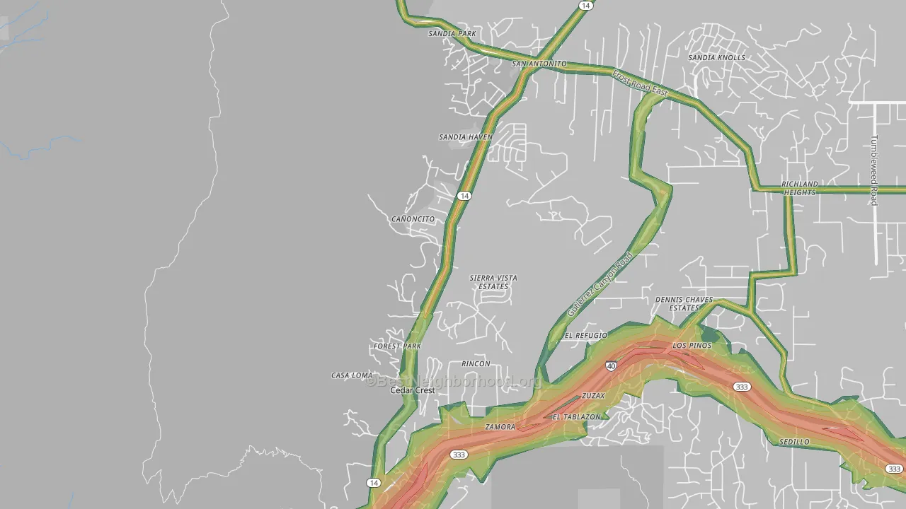 87008, NM Map of Noise Levels in 87008