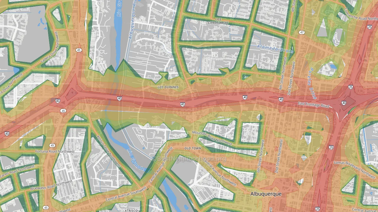 87104, NM Map of Noise Levels in 87104
