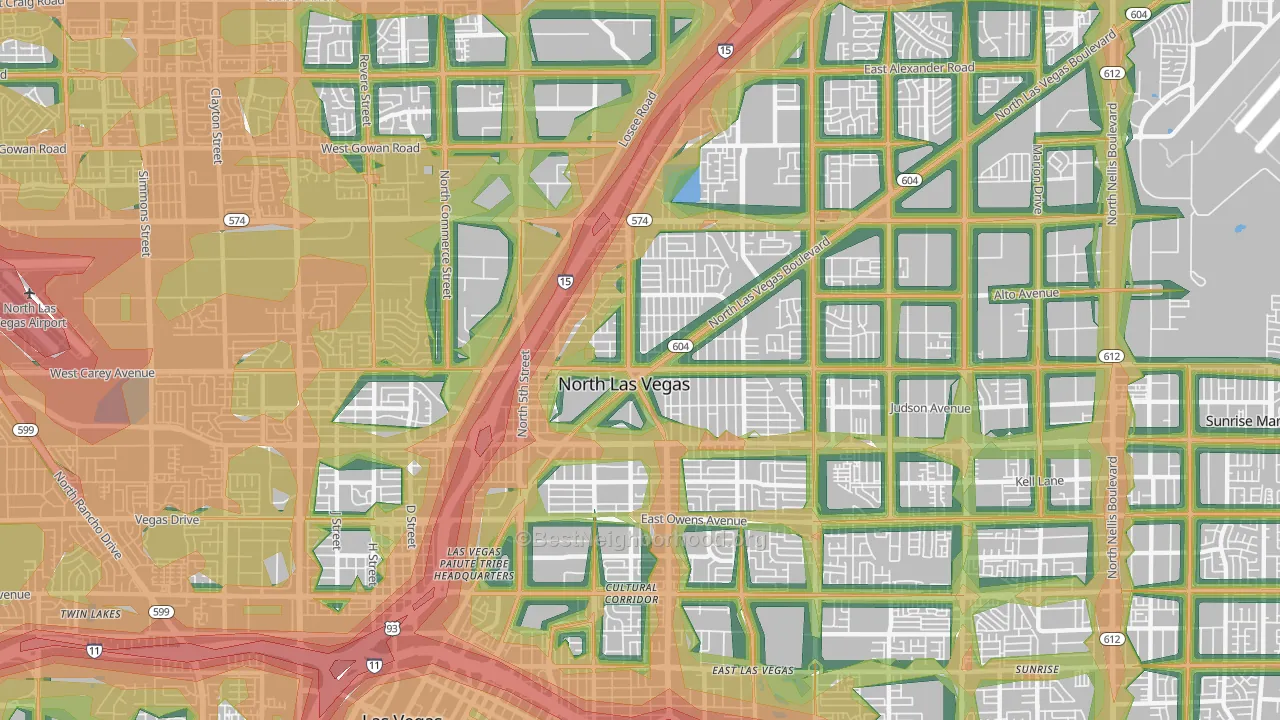 89030, NV Map of Noise Levels in 89030