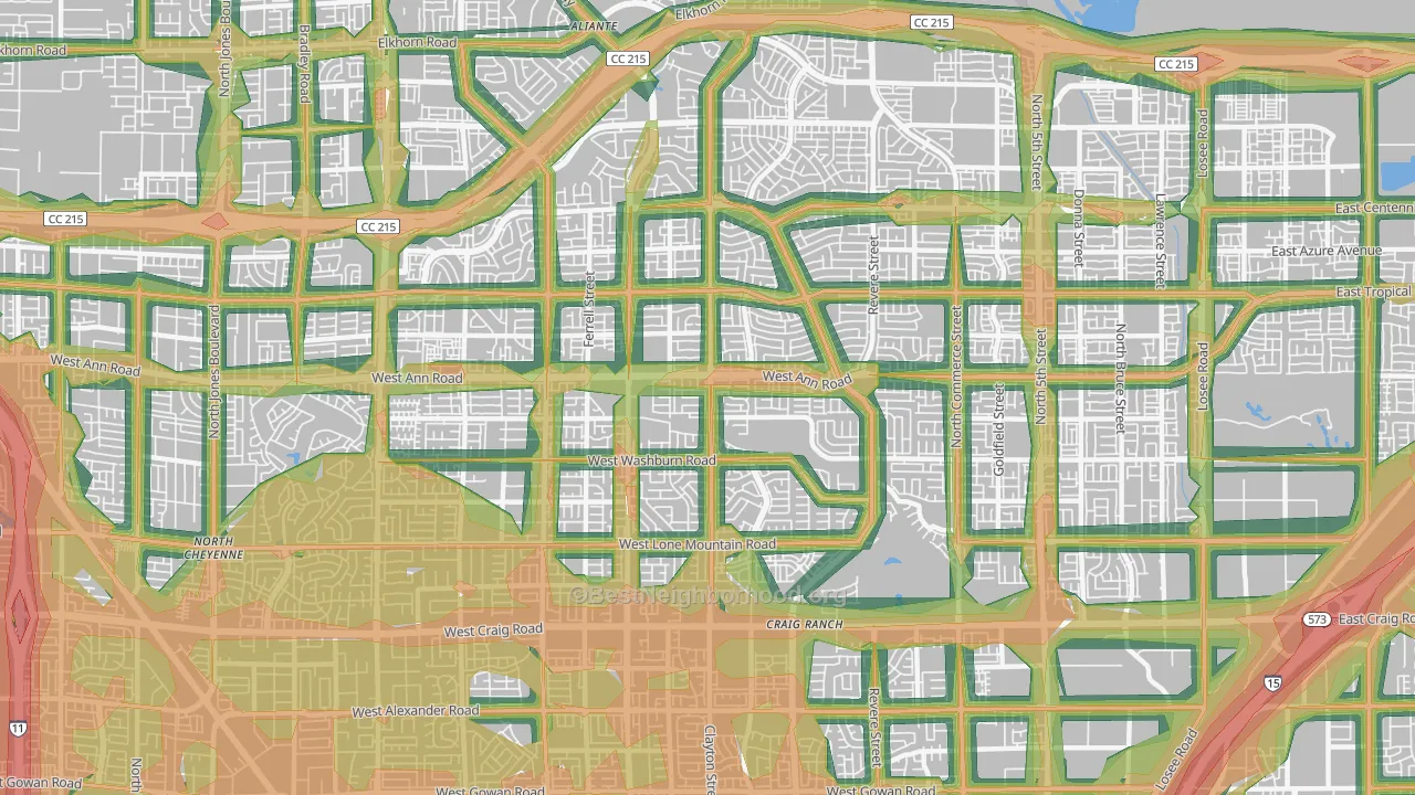 89031, NV Map of Noise Levels in 89031