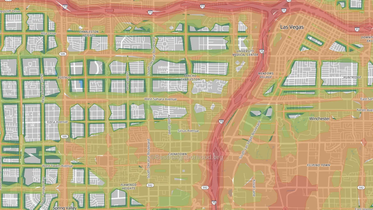 89102, NV Map of Noise Levels in 89102
