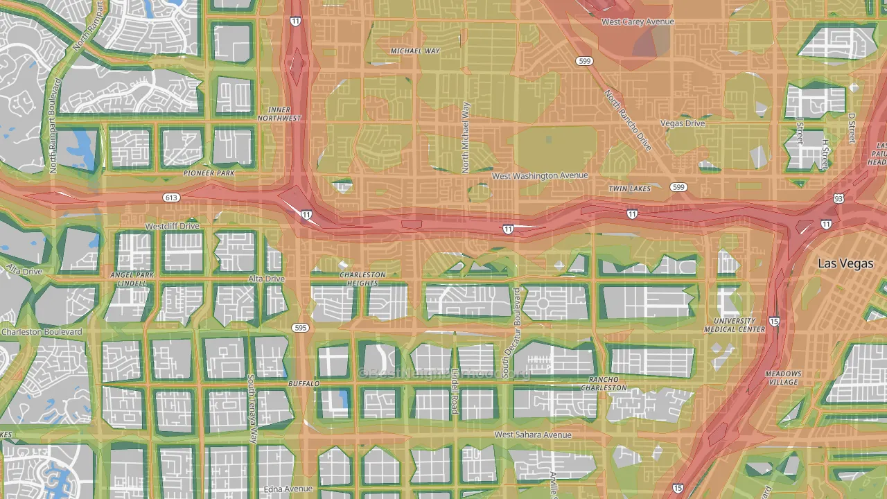 89107, NV Map of Noise Levels in 89107