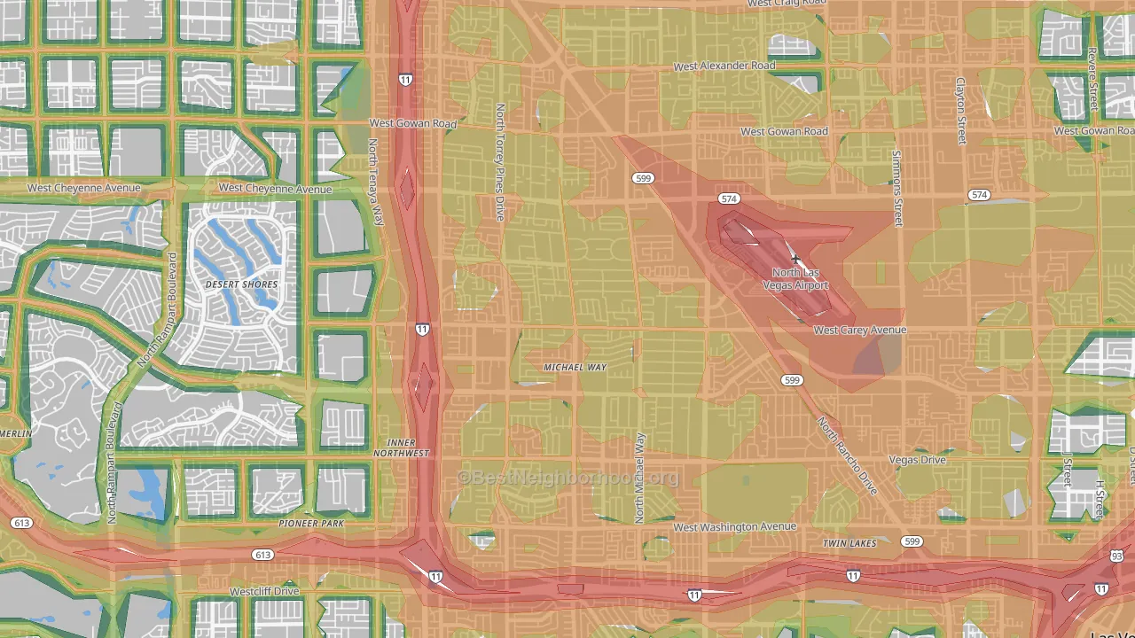 89108, NV Map of Noise Levels in 89108