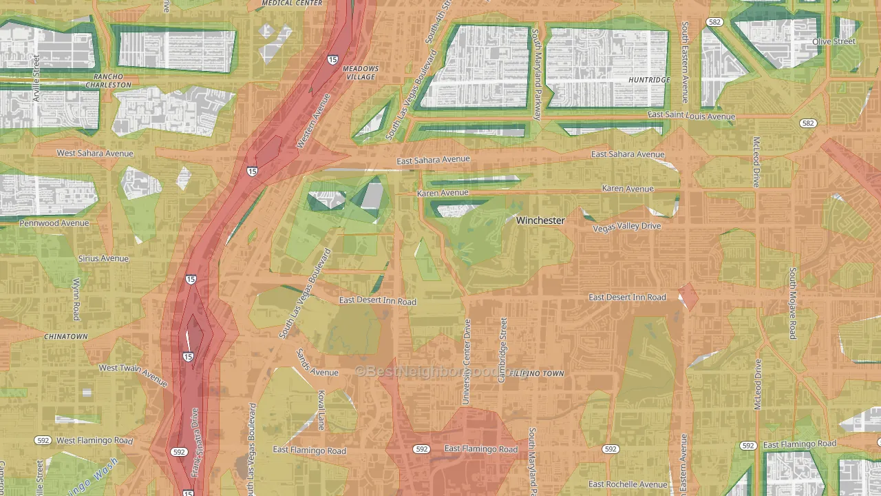 89109, NV Map of Noise Levels in 89109
