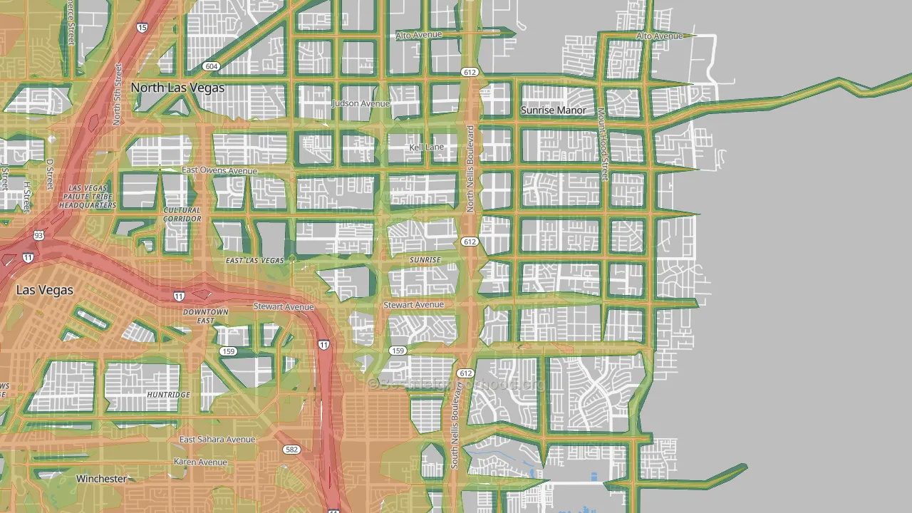 89110, NV Map of Noise Levels in 89110