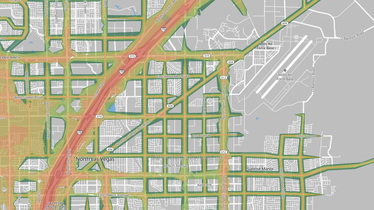 89115, NV Map of Noise Levels in 89115