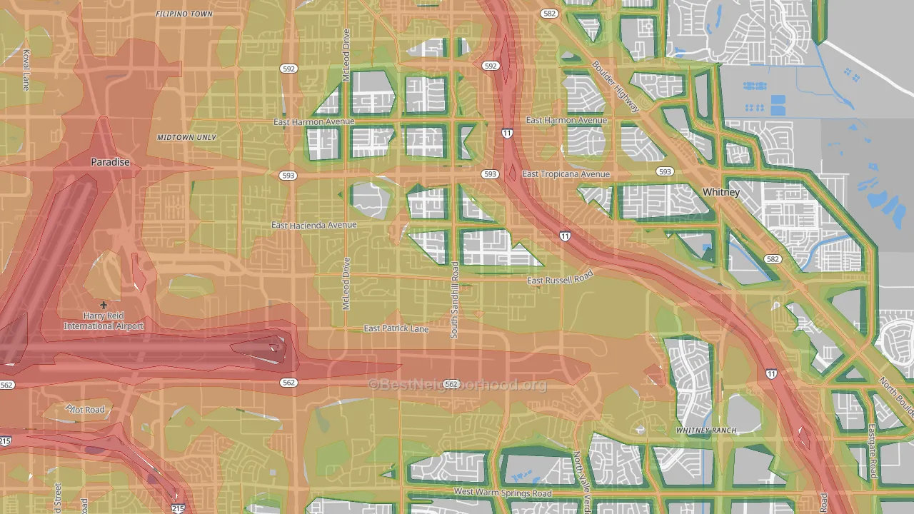 89120, NV Map of Noise Levels in 89120