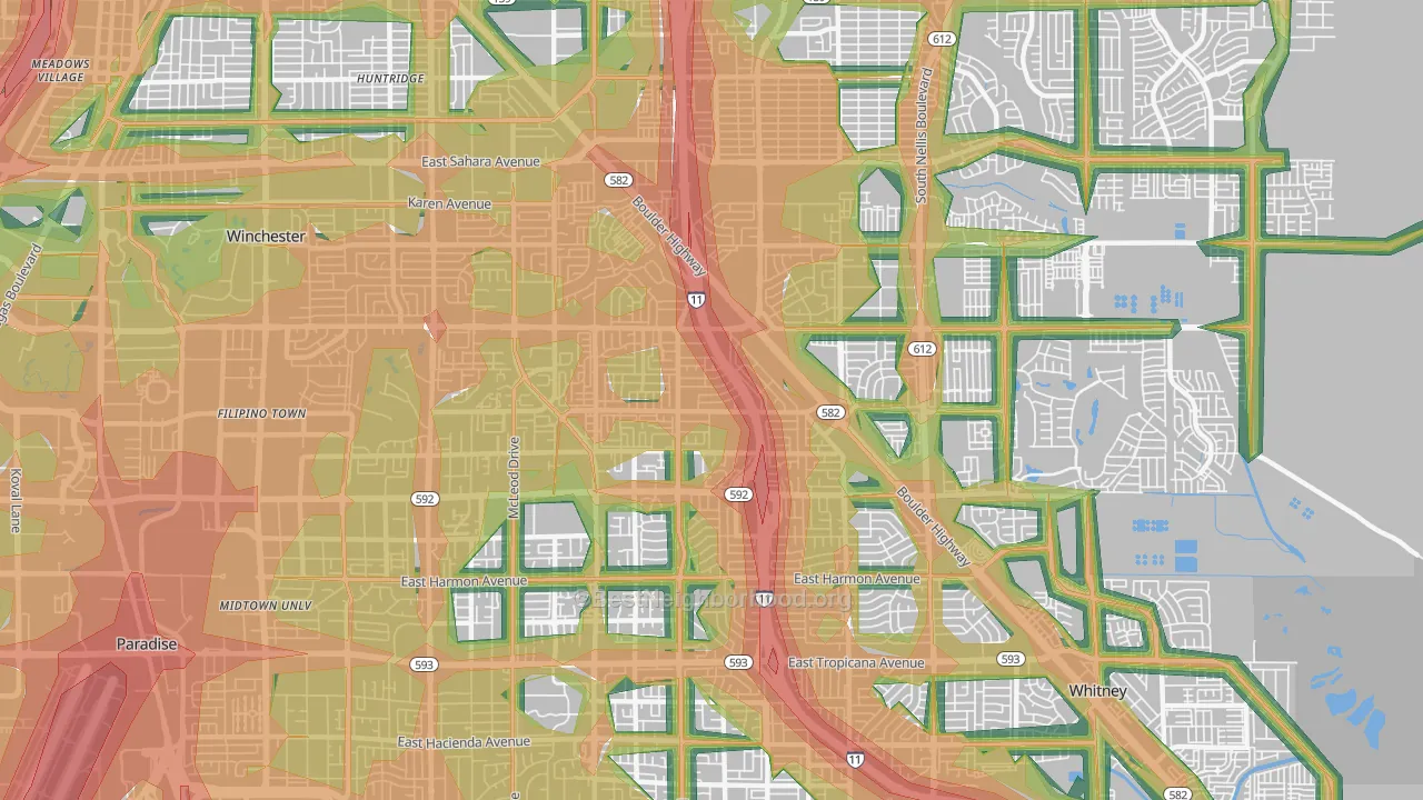 89121, NV Map of Noise Levels in 89121