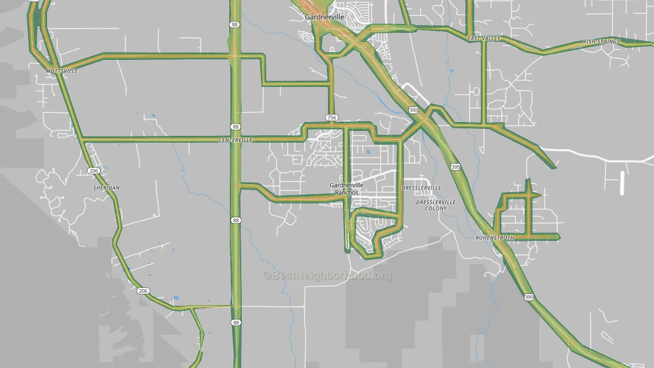 89460, NV Map of Noise Levels in 89460