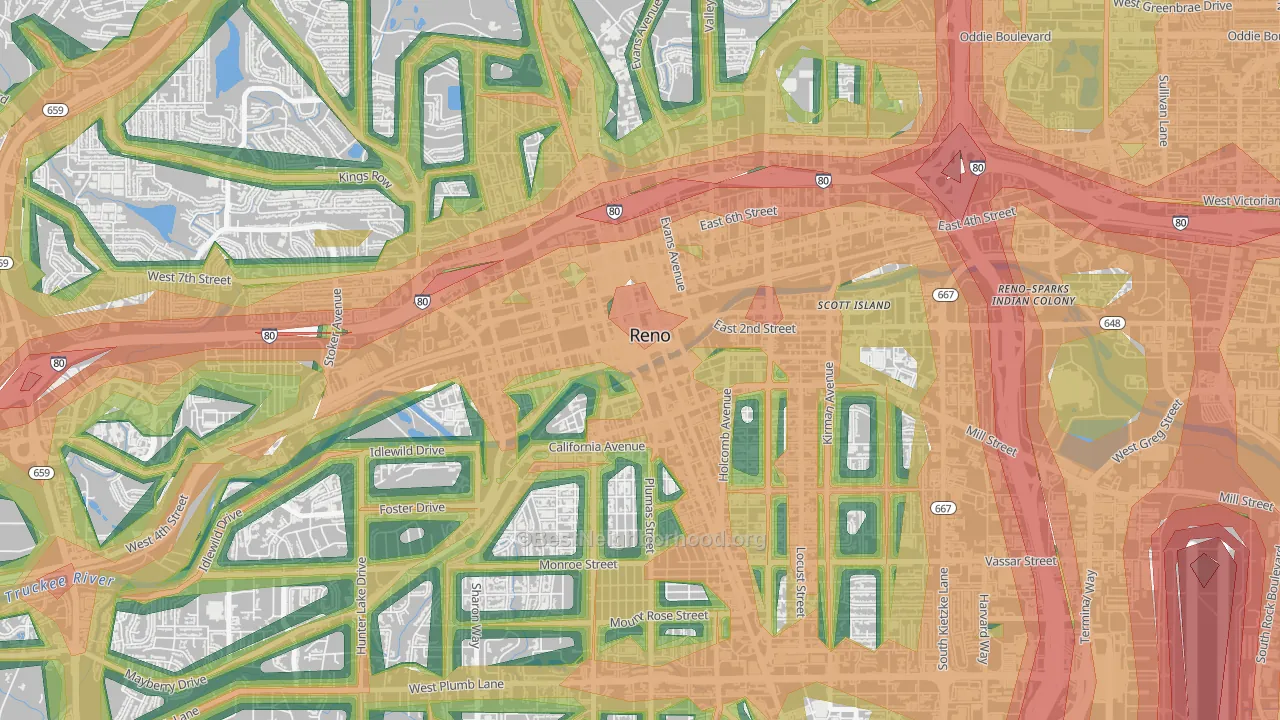 89501, NV Map of Noise Levels in 89501