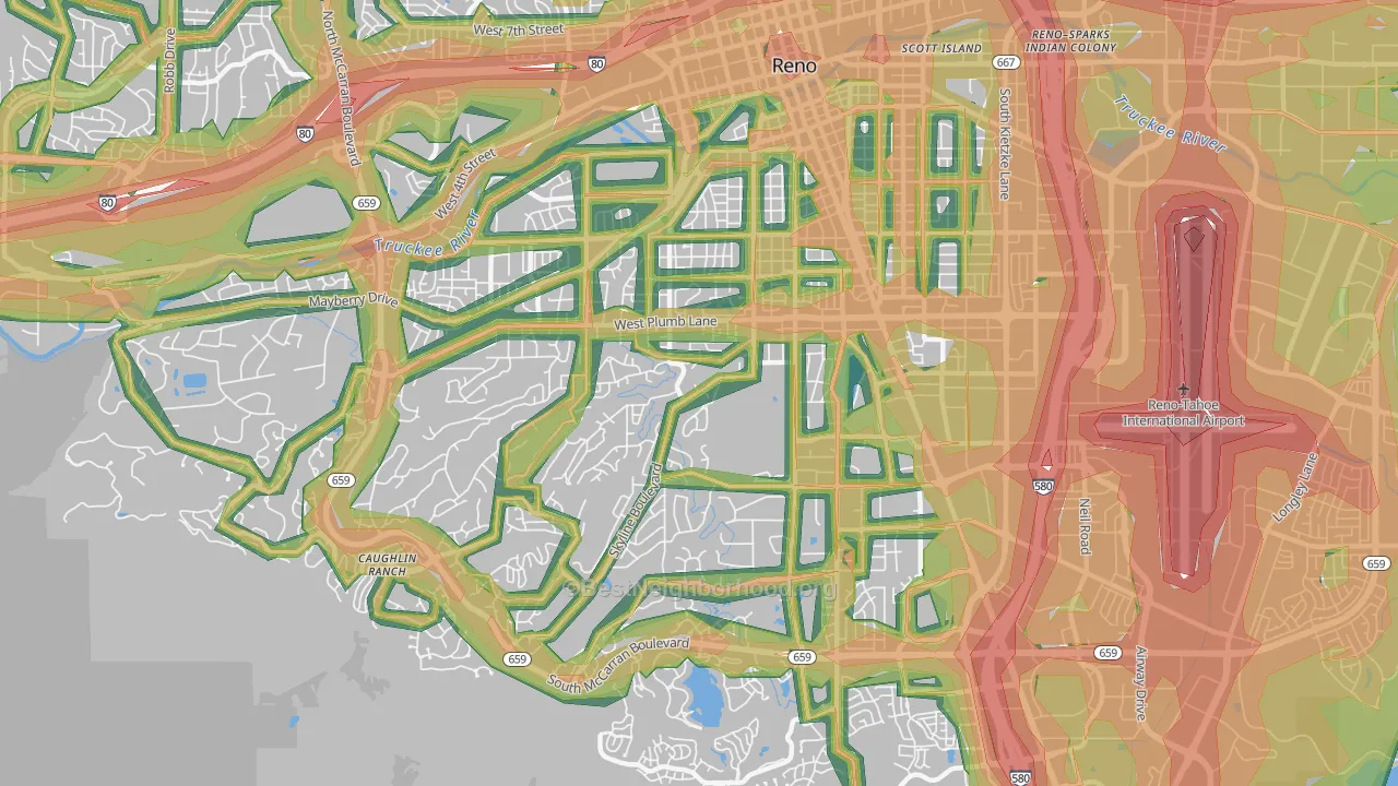 89509, NV Map of Noise Levels in 89509