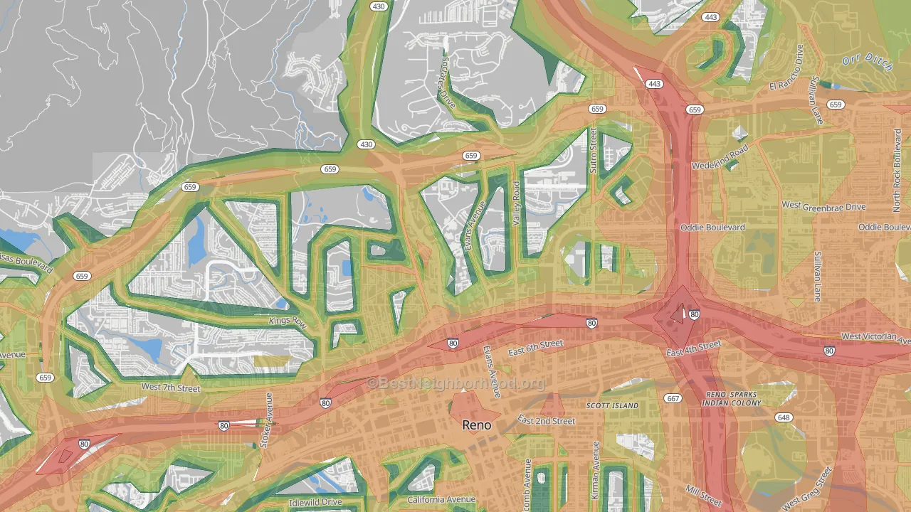 89557, NV Map of Noise Levels in 89557
