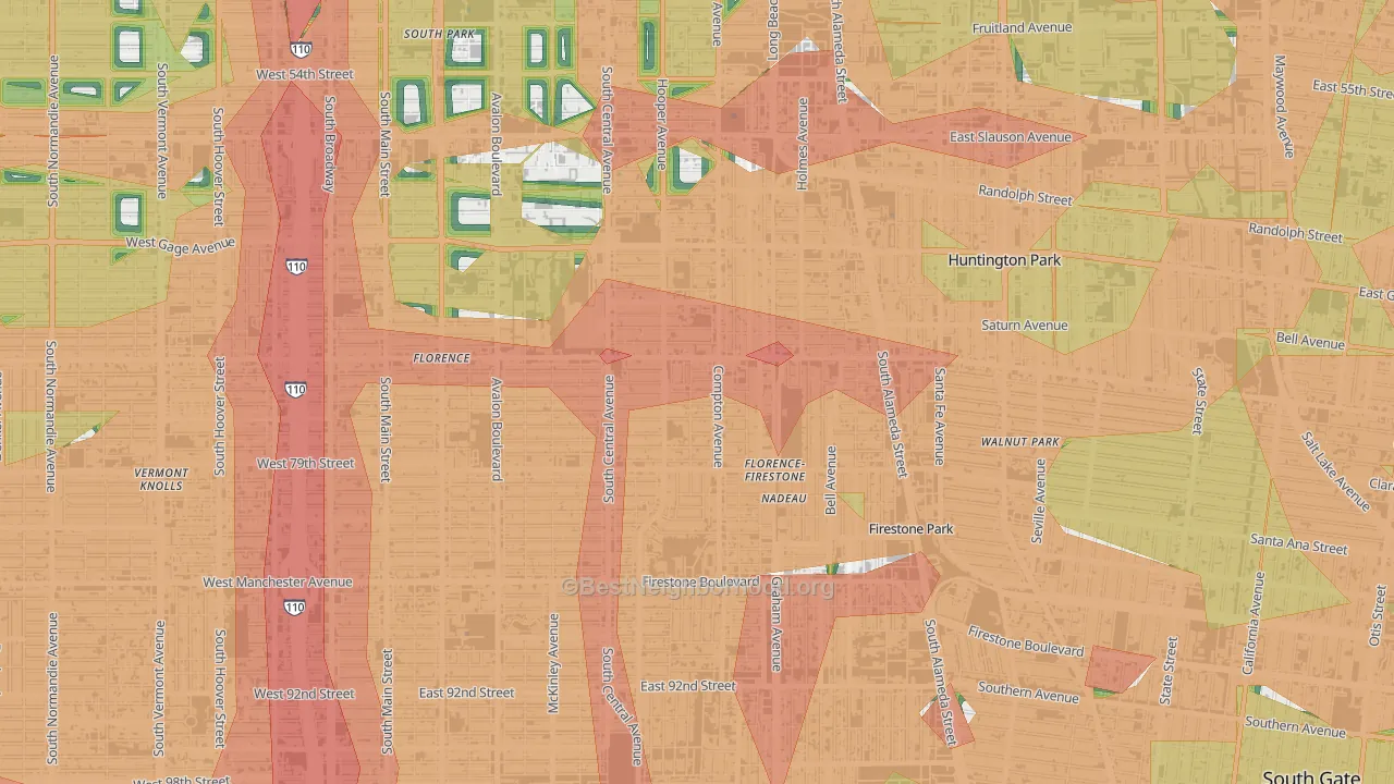 90001, CA Map of Noise Levels in 90001