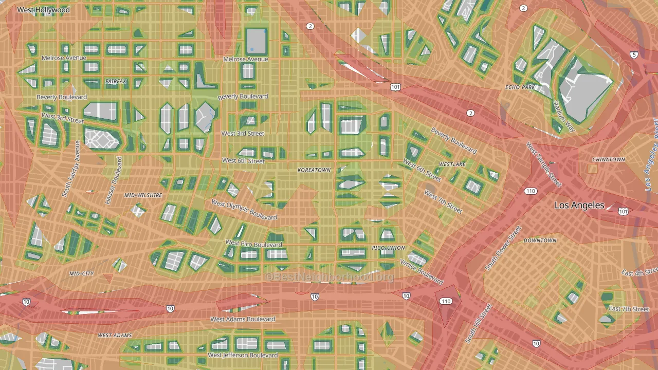 90005, CA Map of Noise Levels in 90005
