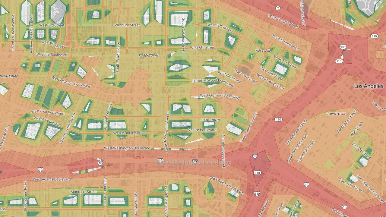 90006, CA Map of Noise Levels in 90006