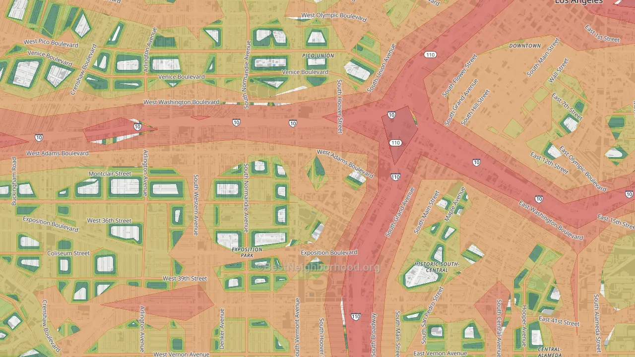 90007, CA Map of Noise Levels in 90007