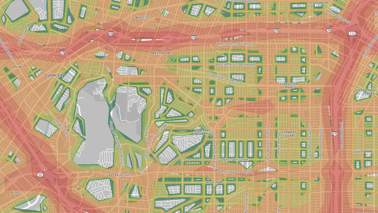90008, CA Map of Noise Levels in 90008