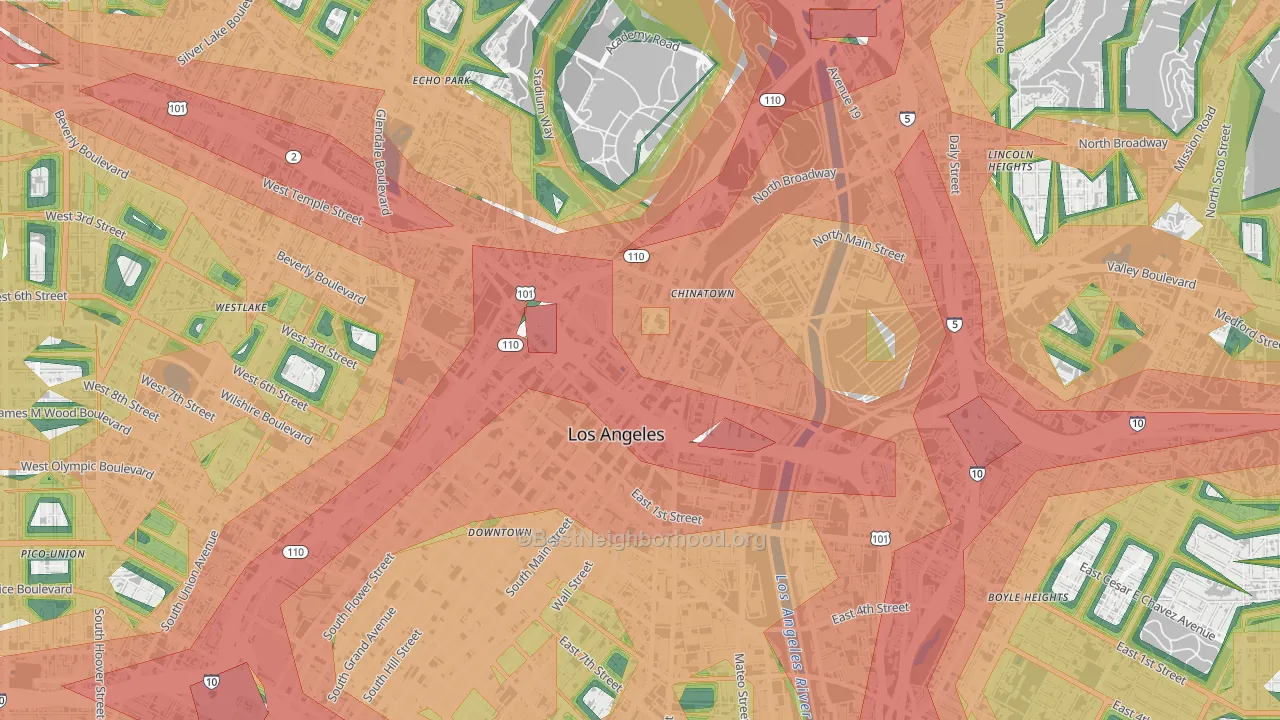 90012, CA Map of Noise Levels in 90012
