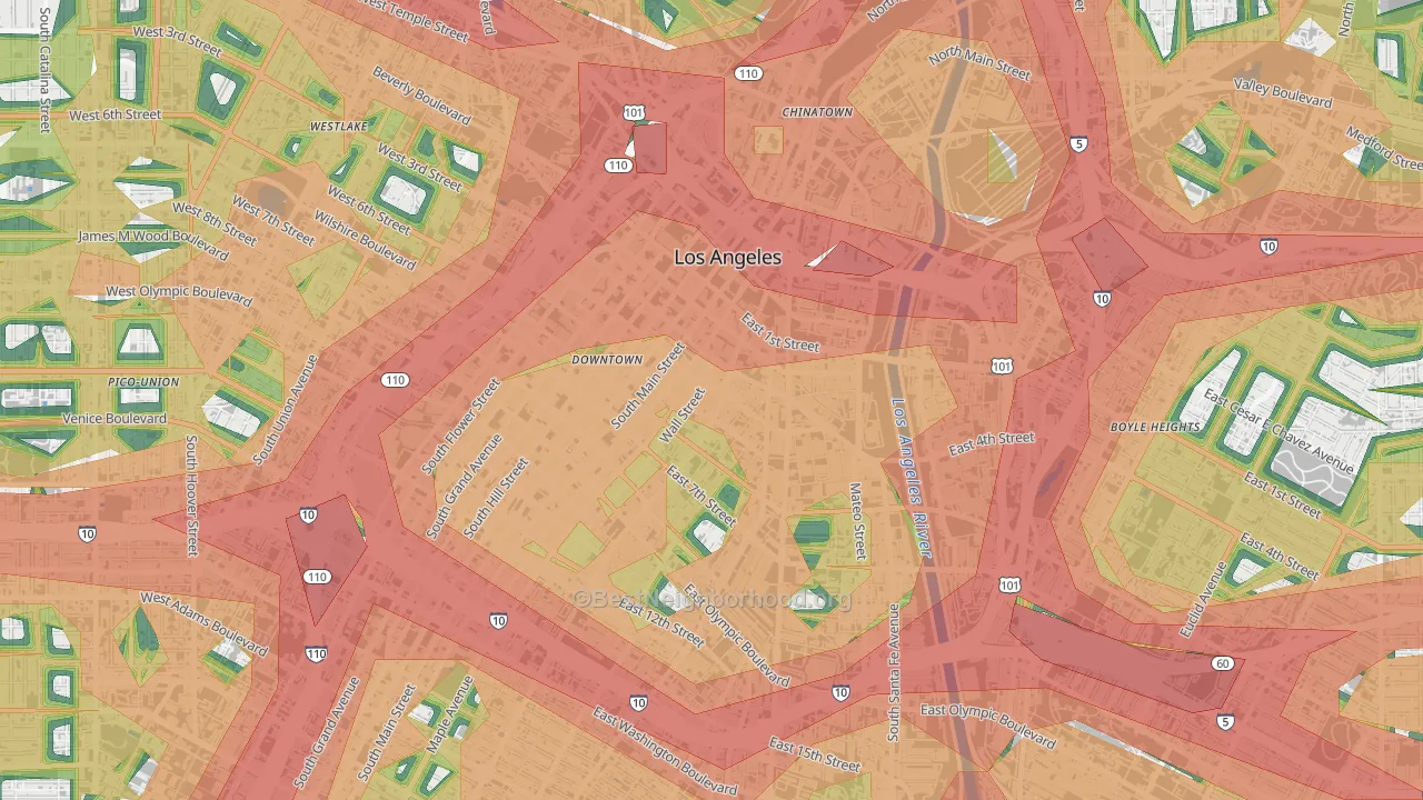 90013, CA Map of Noise Levels in 90013