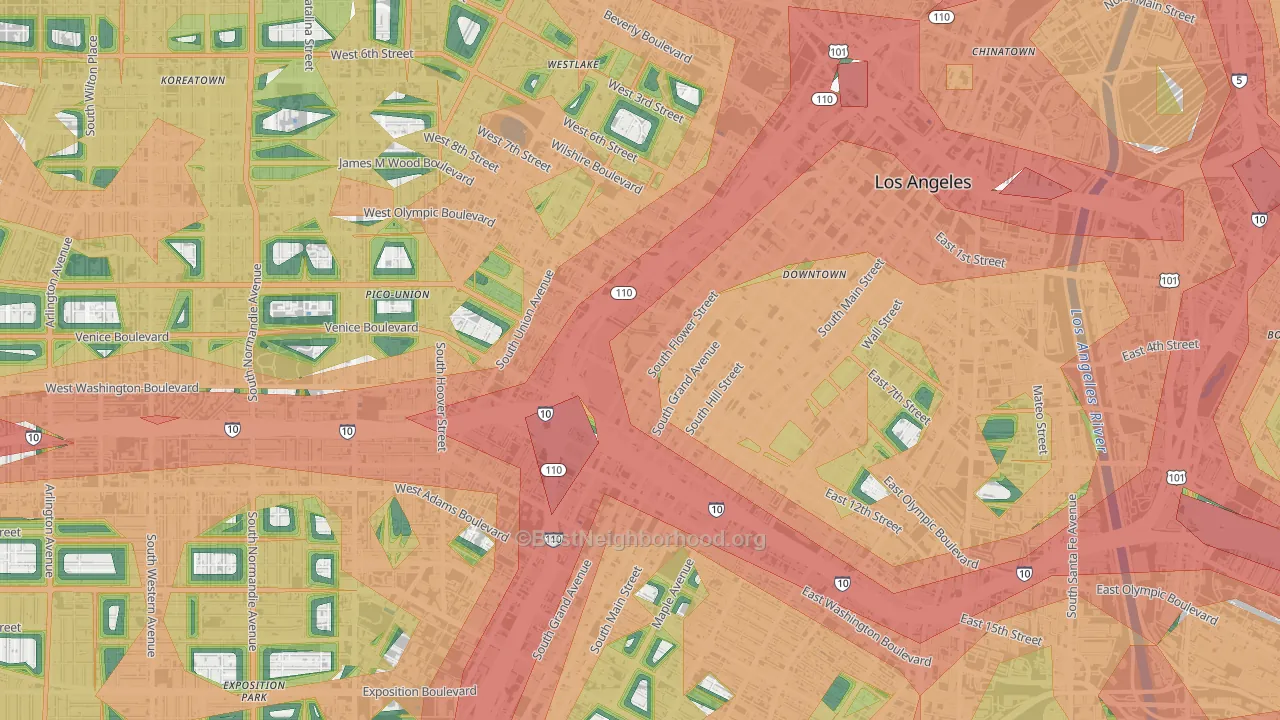 90015, CA Map of Noise Levels in 90015