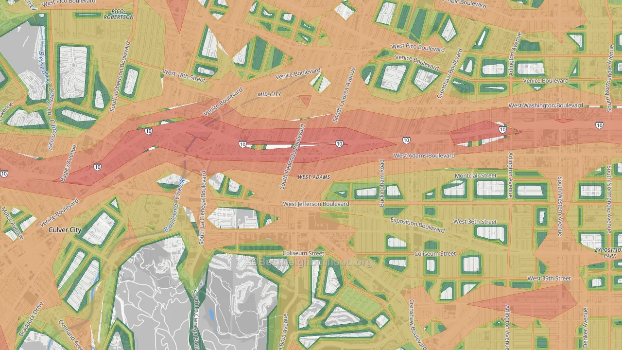90016, CA Map of Noise Levels in 90016