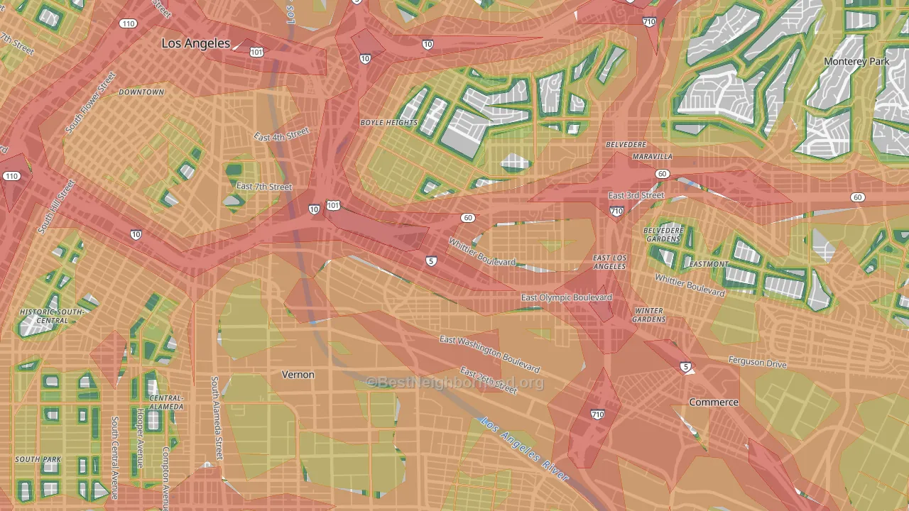 90023, CA Map of Noise Levels in 90023