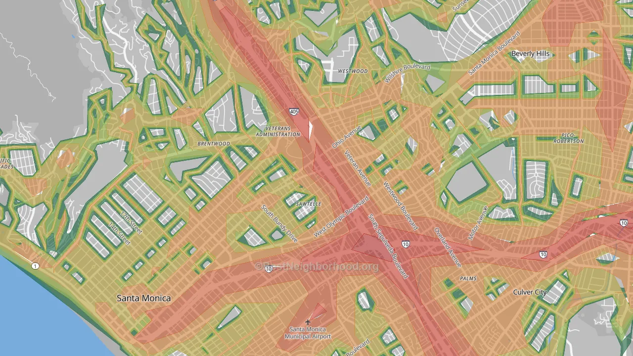90025, CA Map of Noise Levels in 90025