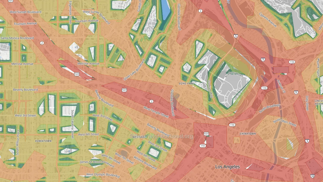 90026, CA Map of Noise Levels in 90026