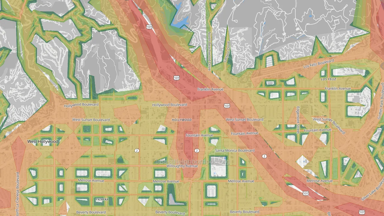 90028, CA Map of Noise Levels in 90028