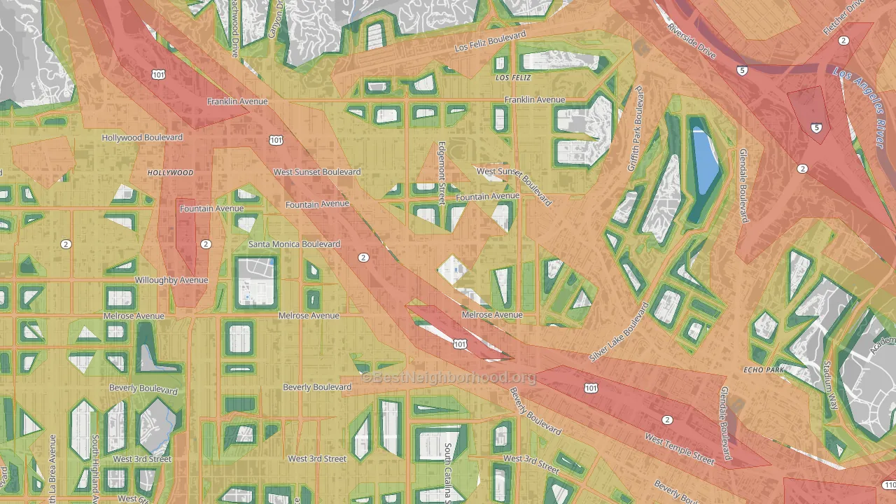 90029, CA Map of Noise Levels in 90029