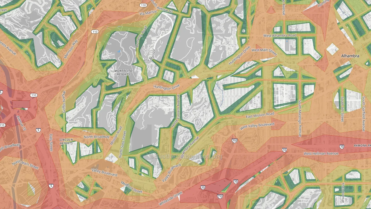 90032, CA Map of Noise Levels in 90032