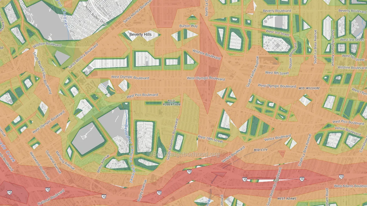90035, CA Map of Noise Levels in 90035